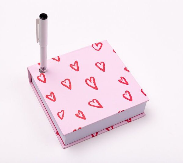 BLOCO CANETA MAGNOLIA PINK GRID CORAÇAO