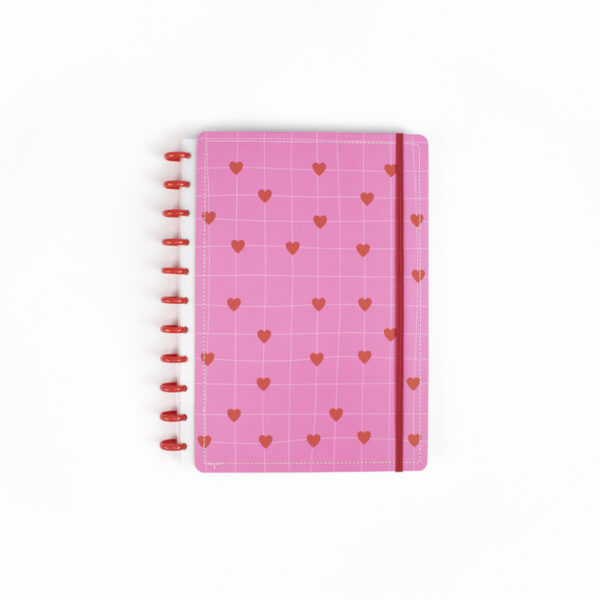 CADERNO DE DISCO MAGNOLIA PINK GRID CORACAO