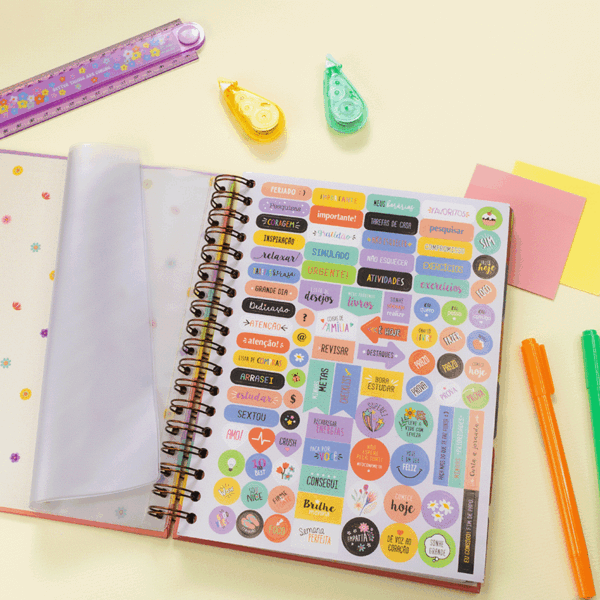 CADERNO FINA IDEIA FLS REMOVIVEIS SEJA COMO FLOR ONDAS