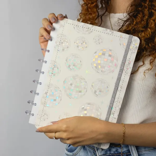 CADERNO DE DISCO MAGNOLIA LIZ MACEDO DISCOBALL OFF WHITE