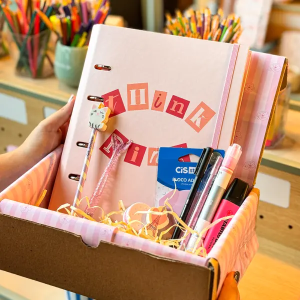 Kit Estudante - Caixa com Fichário + Itens de escrita